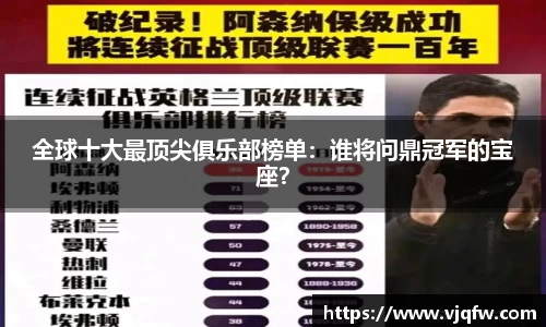 全球十大最顶尖俱乐部榜单：谁将问鼎冠军的宝座？