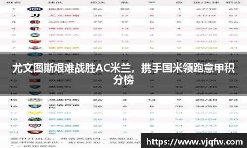 尤文图斯艰难战胜AC米兰，携手国米领跑意甲积分榜